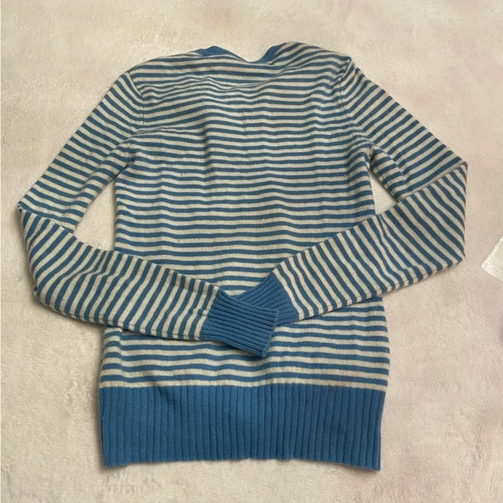 Tory Burch 100% Cashmere Striped Cardigan Sweater 51303